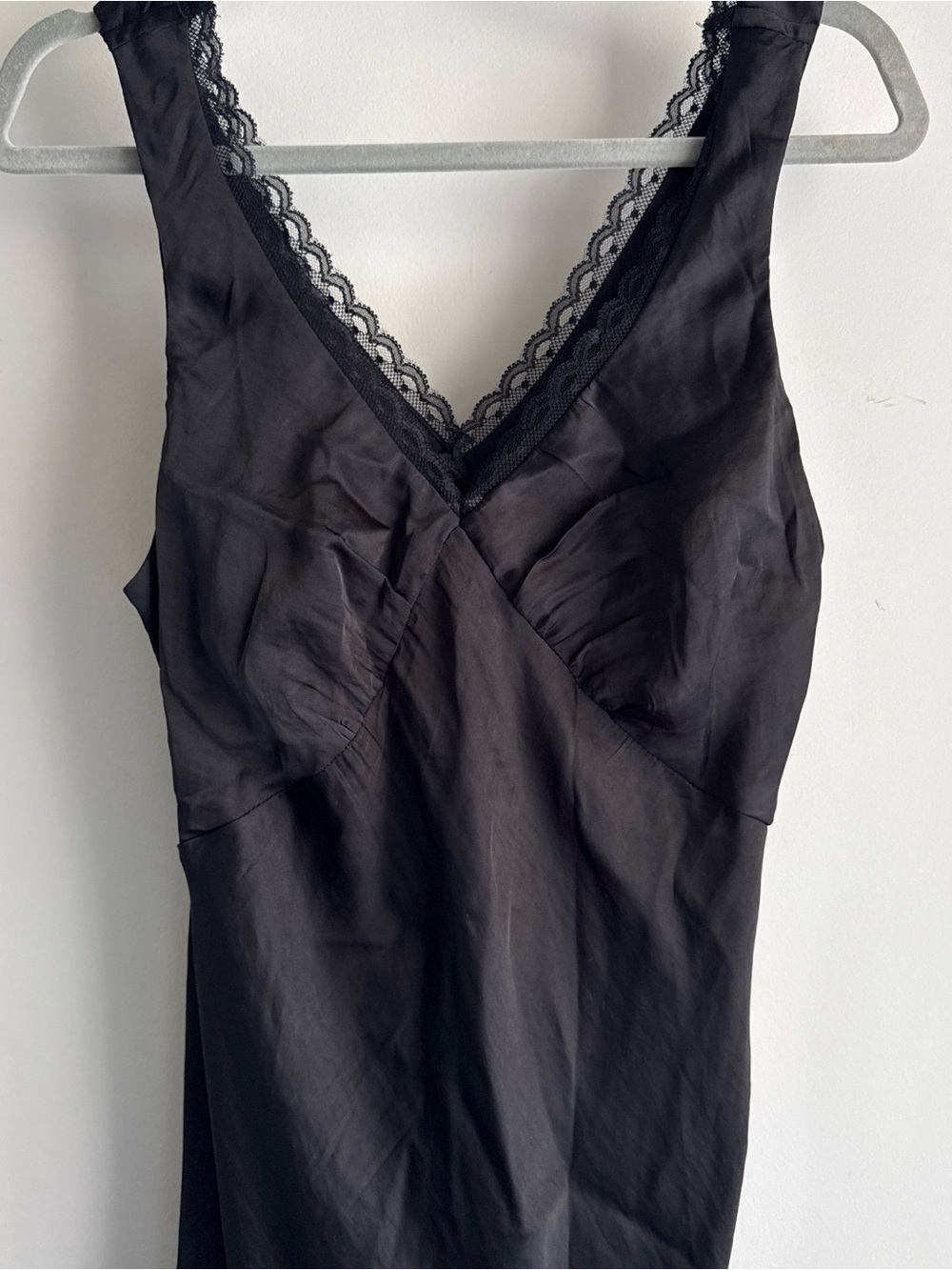 American Eagle Outfitters Black Lace-Trim V-Neck Slip